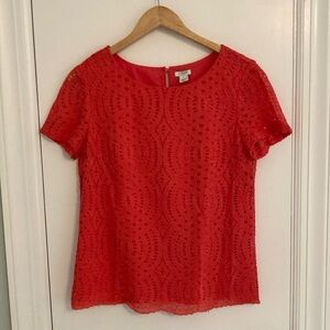 J Crew short sleeve lace top